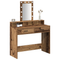 vidaXL Dressing Table with LED Lights - Vintage Wood, 100x41x140 cm