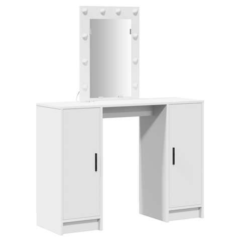 vidaXL Dressing Table with LED Lights White 102x33x135 cm