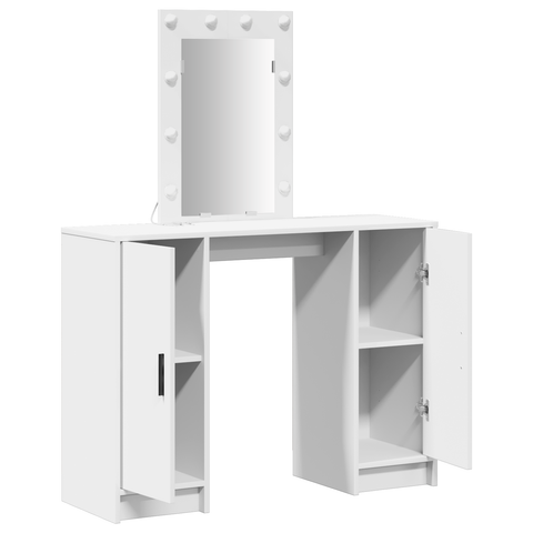vidaXL Dressing Table with LED Lights White 102x33x135 cm