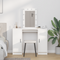 vidaXL Dressing Table with LED Lights White 102x33x135 cm