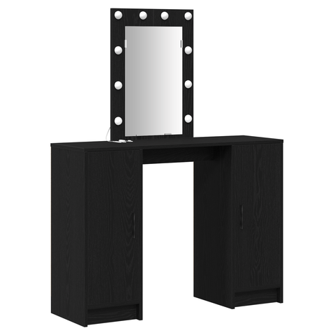 vidaXL Dressing Table with LED Lights Black Oak 102x33x135 cm