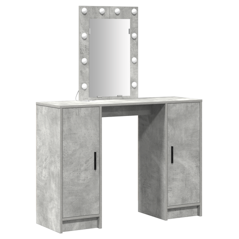 vidaXL Dressing Table with LED Lights Concrete Grey 102x33x135 cm