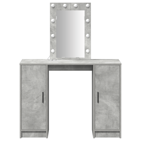vidaXL Dressing Table with LED Lights Concrete Grey 102x33x135 cm