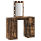 vidaXL Dressing Table with LED Lights Smoked Oak 102x33x135 cm