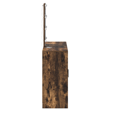vidaXL Dressing Table with LED Lights Smoked Oak 102x33x135 cm