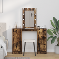 vidaXL Dressing Table with LED Lights Smoked Oak 102x33x135 cm