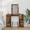 vidaXL Dressing Table with LED Lights Smoked Oak 102x33x135 cm