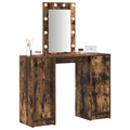 vidaXL Dressing Table with LED Lights Smoked Oak 102x33x135 cm
