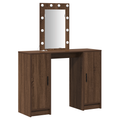 vidaXL Dressing Table with LED Lights Brown Oak 102x33x135 cm