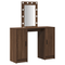 vidaXL Dressing Table with LED Lights Brown Oak 102x33x135 cm