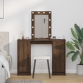 vidaXL Dressing Table with LED Lights Brown Oak 102x33x135 cm