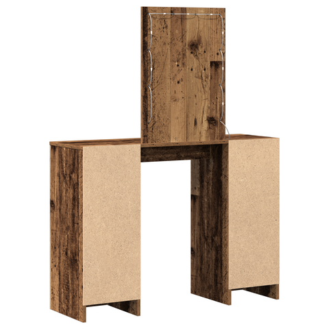 vidaXL Dressing Table with LED Lights Old Wood 102x33x135 cm