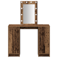 vidaXL Dressing Table with LED Lights Old Wood 102x33x135 cm