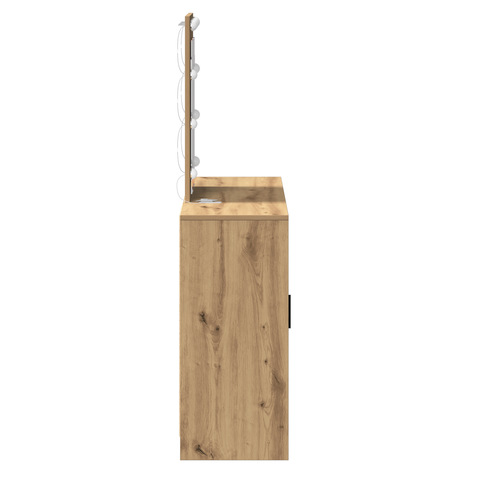 vidaXL Dressing Table with LED Lights Artisan Oak 102x33x135 cm
