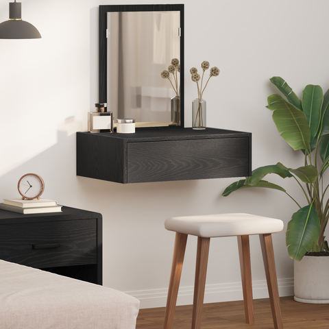 vidaXL Wall Hanging Dressing Table Black Oak 60x40x70 cm
