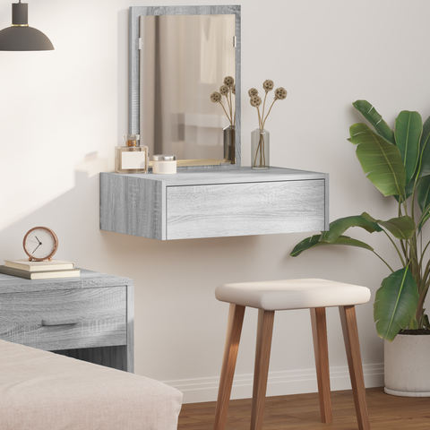 vidaXL Wall Hanging Dressing Table in Grey Sonoma, 60x40x70 cm