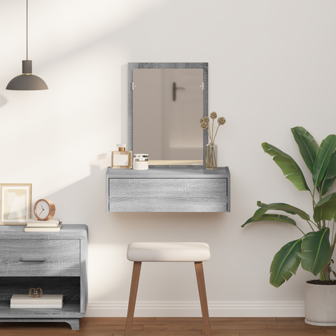 vidaXL Wall Hanging Dressing Table in Grey Sonoma, 60x40x70 cm