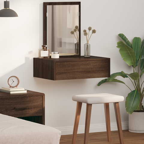 vidaXL Wall Hanging Dressing Table Brown Oak 60x40x70 cm