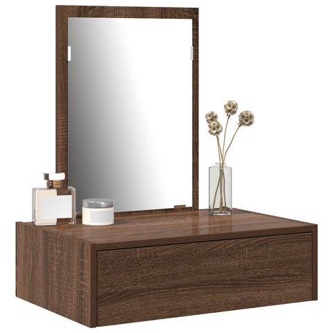 vidaXL Wall Hanging Dressing Table Brown Oak 60x40x70 cm