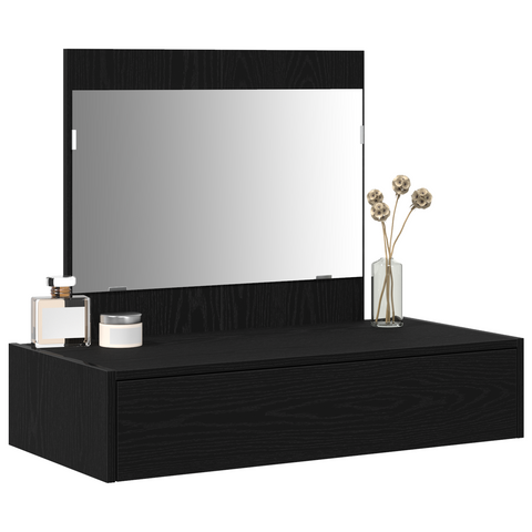 vidaXL Wall Hanging Dressing Table Black Oak 83x40x70 cm