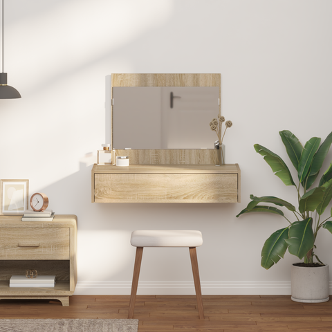 vidaXL Wall Hanging Dressing Table Sonoma Oak 83x40x70 cm