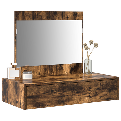 vidaXL Wall Hanging Dressing Table Smoked Oak 83x40x70 cm