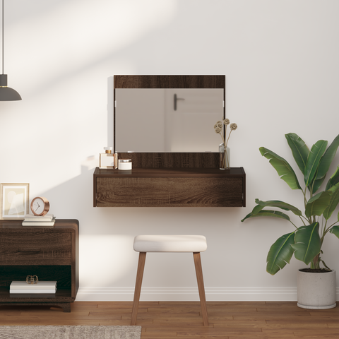 vidaXL Wall Hanging Dressing Table Brown Oak 83x40x70 cm