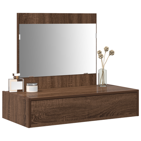 vidaXL Wall Hanging Dressing Table Brown Oak 83x40x70 cm