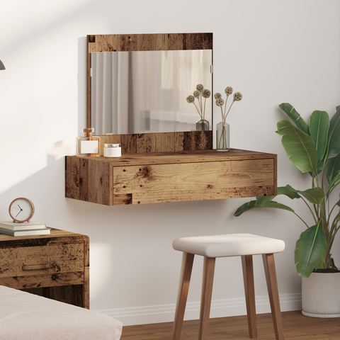 vidaXL Wall Hanging Dressing Table Old Wood 83x40x70 cm