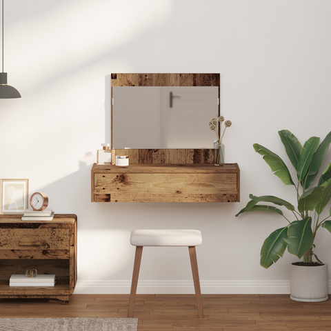 vidaXL Wall Hanging Dressing Table Old Wood 83x40x70 cm
