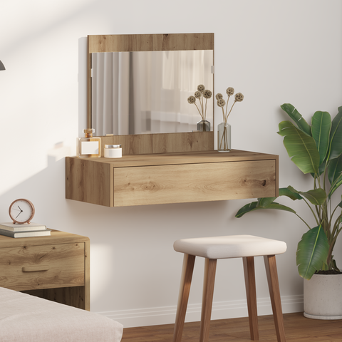 vidaXL Wall Hanging Dressing Table Artisan Oak 83x40x70 cm