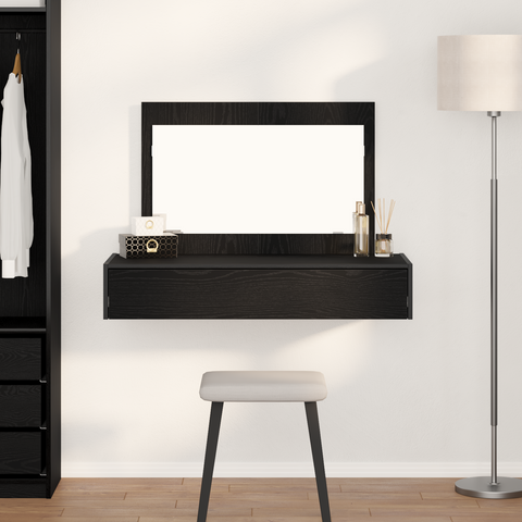 vidaXL Wall-Mounted Dressing Table in Black Oak, 100x40x70 cm