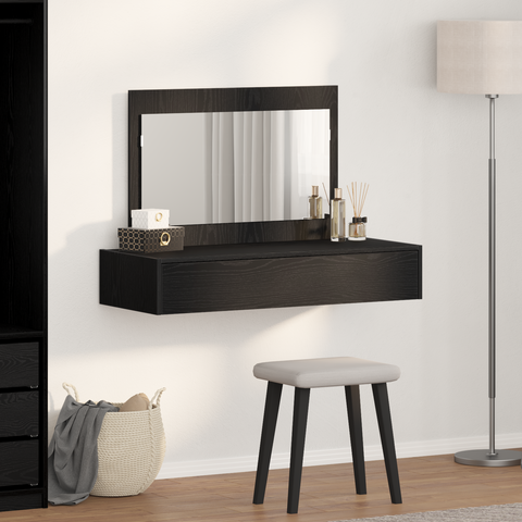 vidaXL Wall-Mounted Dressing Table in Black Oak, 100x40x70 cm