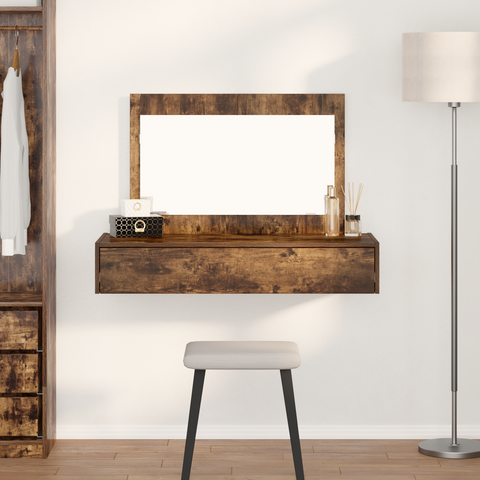 vidaXL Wall Hanging Dressing Table Smoked Oak 100x40x70 cm