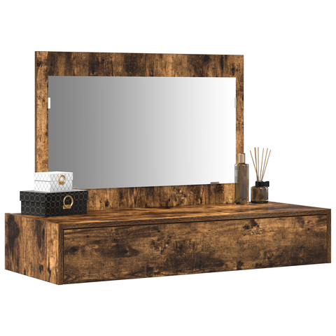 vidaXL Wall Hanging Dressing Table Smoked Oak 100x40x70 cm