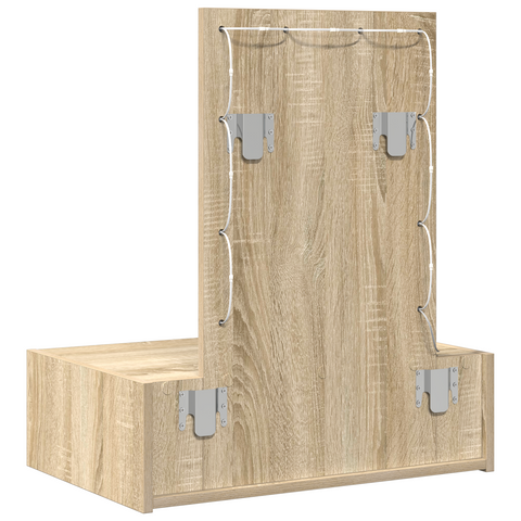 vidaXL Wall Hanging Dressing Table with LED Lights Sonoma Oak