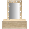 vidaXL Wall Hanging Dressing Table with LED Lights Sonoma Oak