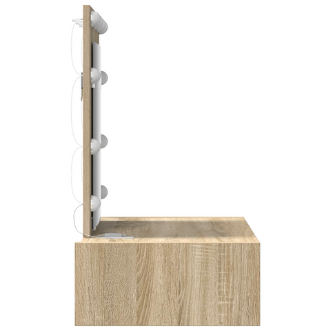 vidaXL Wall Hanging Dressing Table with LED Lights Sonoma Oak