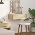 vidaXL Wall Hanging Dressing Table with LED Lights Sonoma Oak