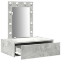 vidaXL Wall Hanging Dressing Table with LED Lights Concrete Grey