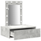 vidaXL Wall Hanging Dressing Table with LED Lights Concrete Grey