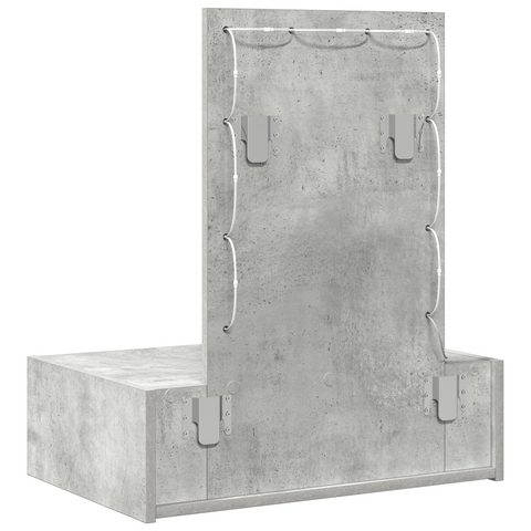 vidaXL Wall Hanging Dressing Table with LED Lights Concrete Grey