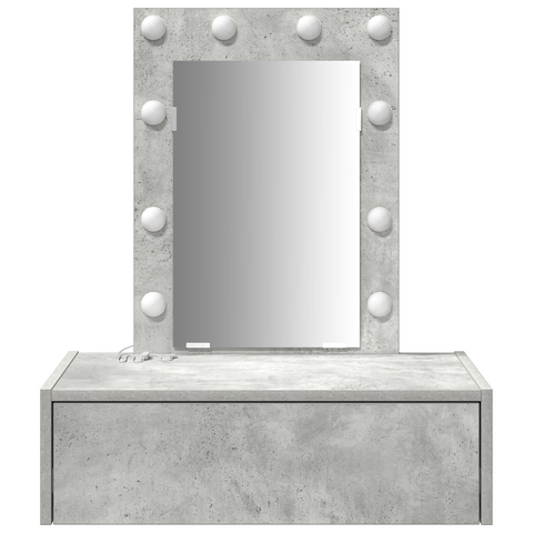 vidaXL Wall Hanging Dressing Table with LED Lights Concrete Grey