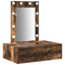 vidaXL Wall Hanging Dressing Table with LED Lights in Smoked Oak