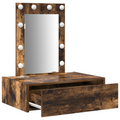vidaXL Wall Hanging Dressing Table with LED Lights in Smoked Oak
