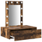 vidaXL Wall Hanging Dressing Table with LED Lights in Smoked Oak