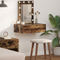 vidaXL Wall Hanging Dressing Table with LED Lights in Smoked Oak
