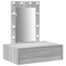 vidaXL Wall Hanging Dressing Table with LED Lights Grey Sonoma
