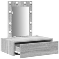 vidaXL Wall Hanging Dressing Table with LED Lights Grey Sonoma