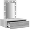 vidaXL Wall Hanging Dressing Table with LED Lights Grey Sonoma
